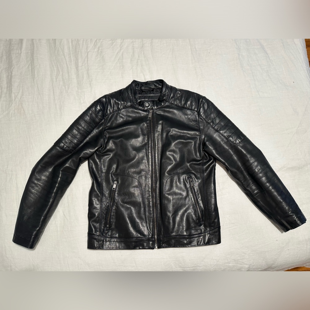 Andrew Marc Men’s Black Leather Jacket - Medium